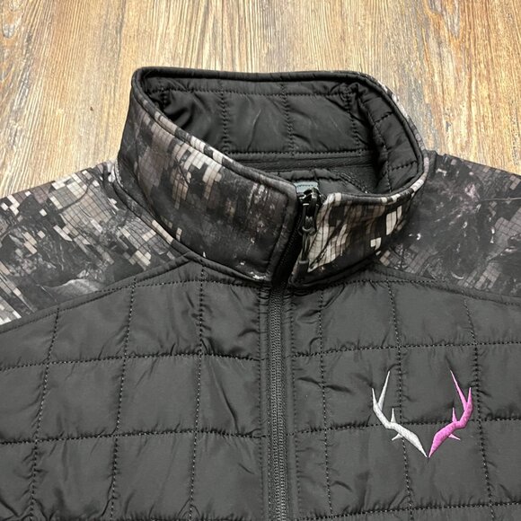 Black Antler Puffer Vest - Women Size Medium - Full Zip - Picture 2 of 5